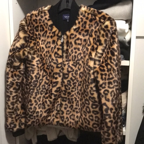 splendid leopard faux fur jacket